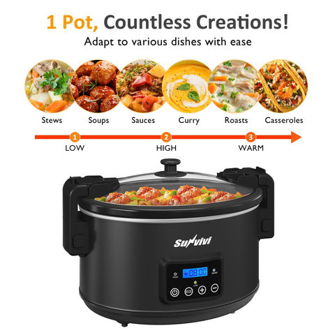 Sunvivi 8.5-quart capacity fits a whole chicken.