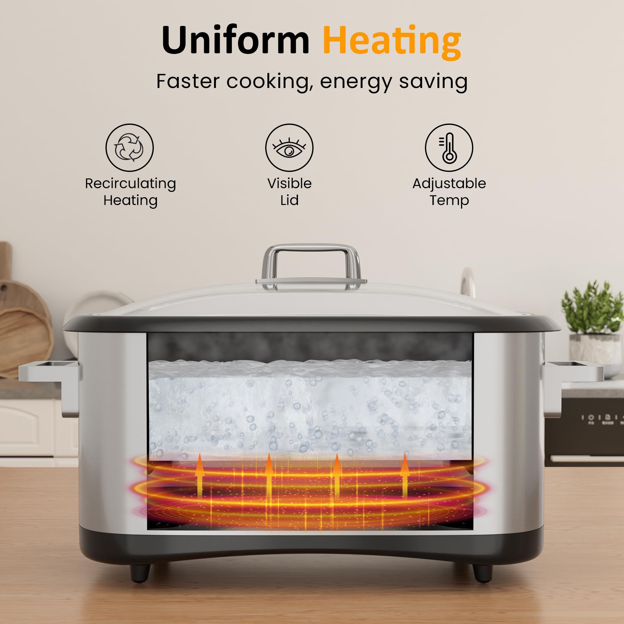 Sunvivi 8qt keep-warm function maintaining ready-to-serve portions.