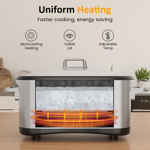 Sunvivi 8qt keep-warm function maintaining ready-to-serve portions.