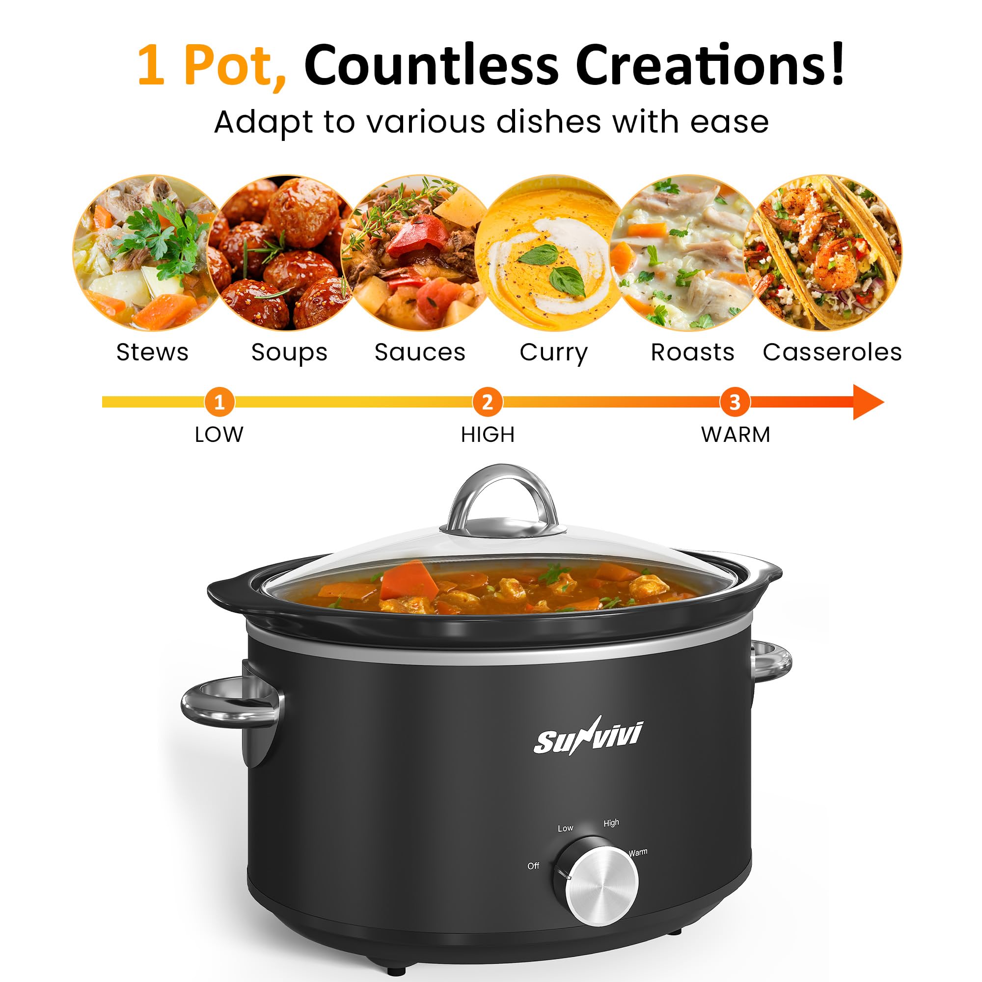 Sunvivi ceramic pot removable for easy serving and cleanup