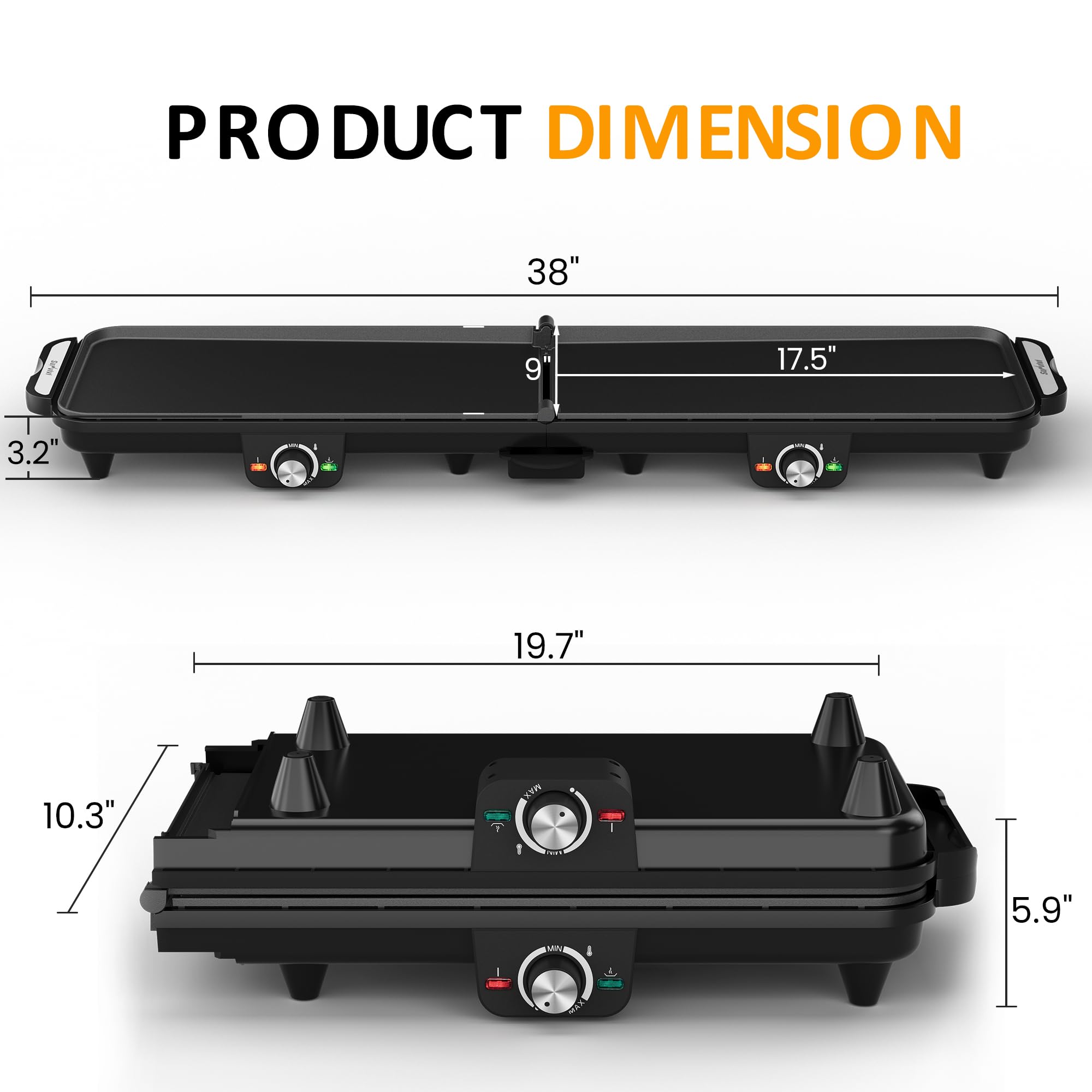 SUNVIVI electric griddle foldable storage saves counter space when not in use.