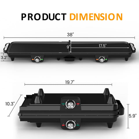 SUNVIVI electric griddle foldable storage saves counter space when not in use.