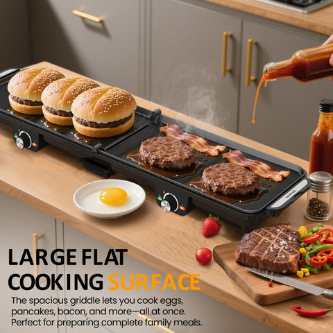 SUNVIVI electric griddle large flat plate for cooking multiple servings at once.