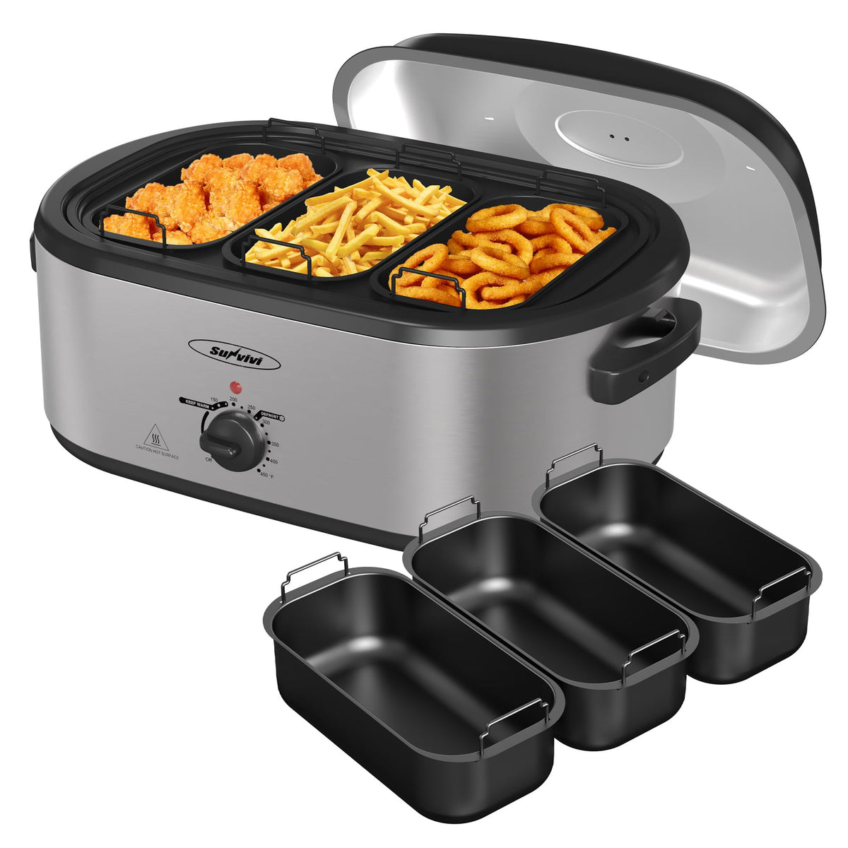 SUNVIVI electric roaster lid with self-basting design for moistened meat