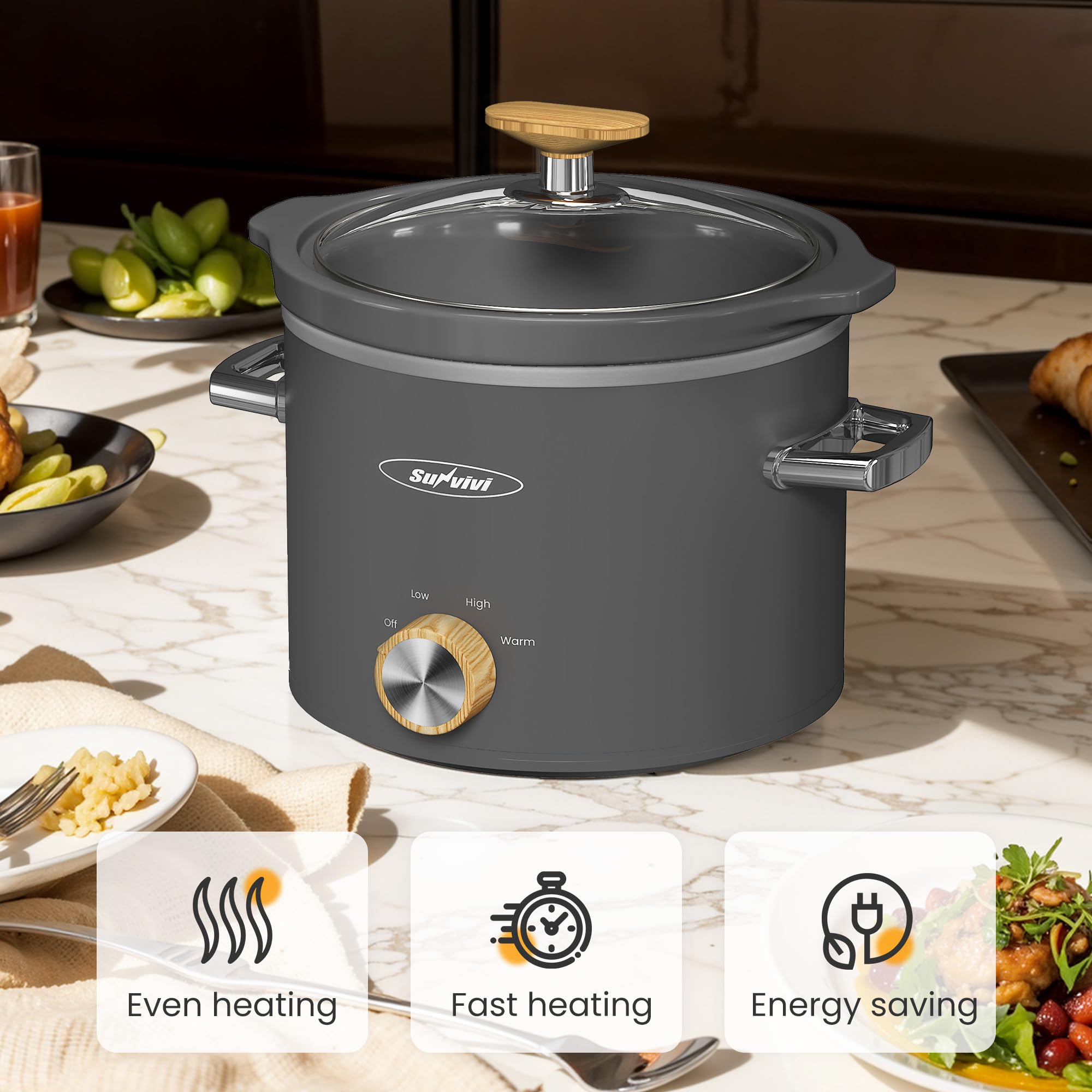 Sunvivi removable ceramic pot for easy serving and cleanup