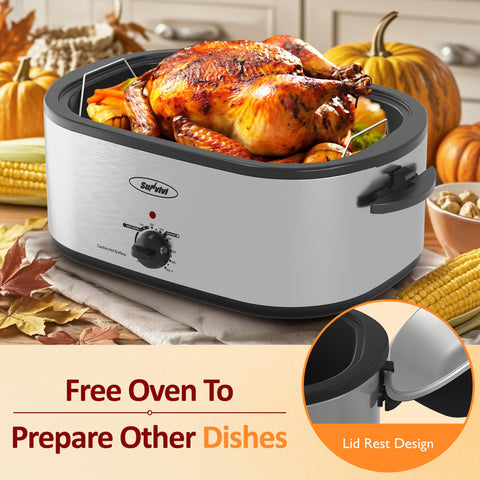 Sunvivi removable insert pan makes cleanup quick after roasting.