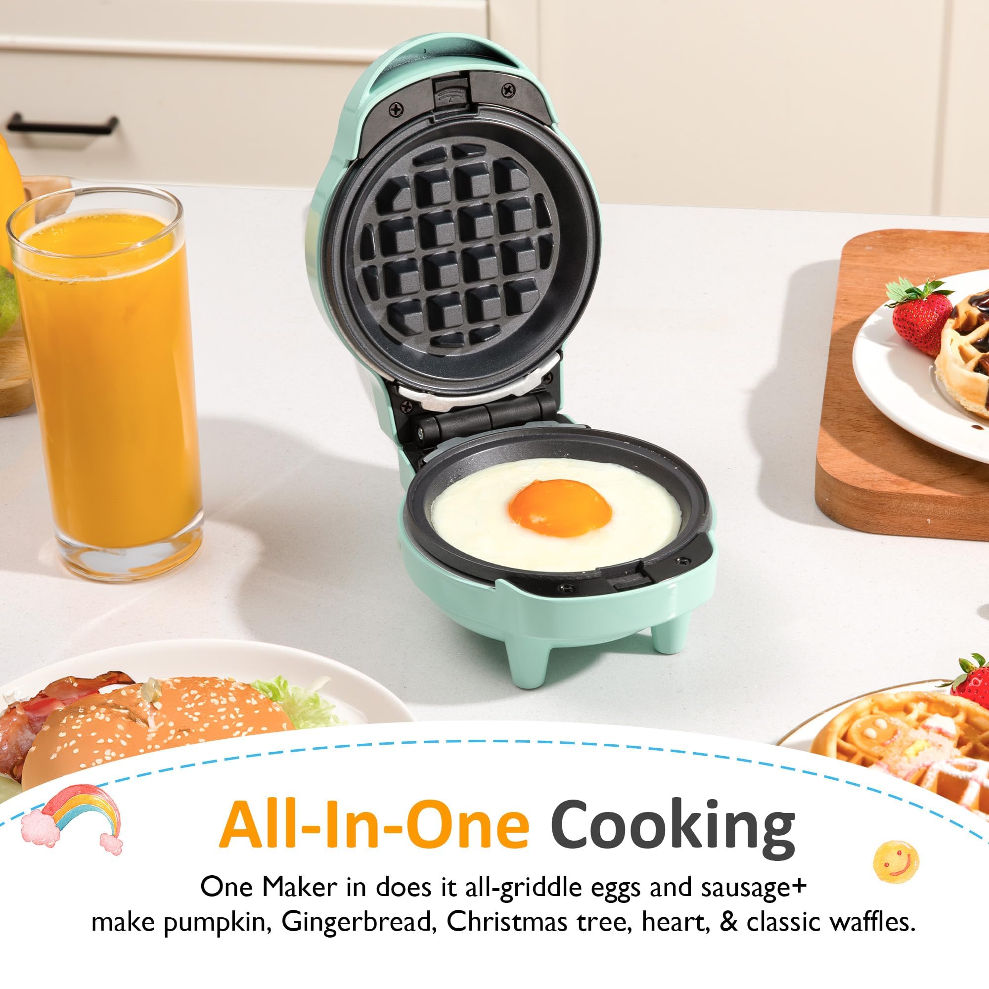 SUNVIVI removable-plates waffle iron with easy-clean non-stick surface.