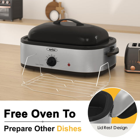 Sunvivi roaster with anti-scald handles stays cool during handling.