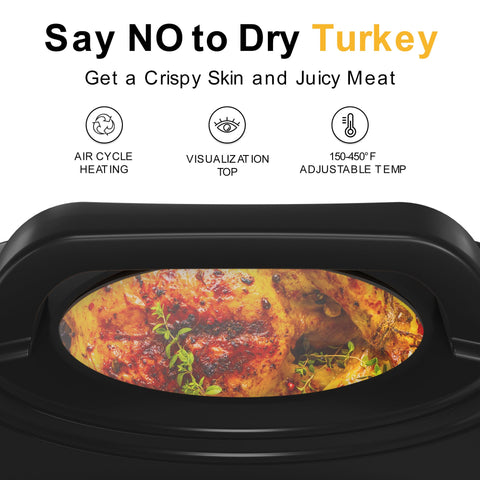 Sunvivi roaster oven removable enamel pan for fast cleanup and even heat