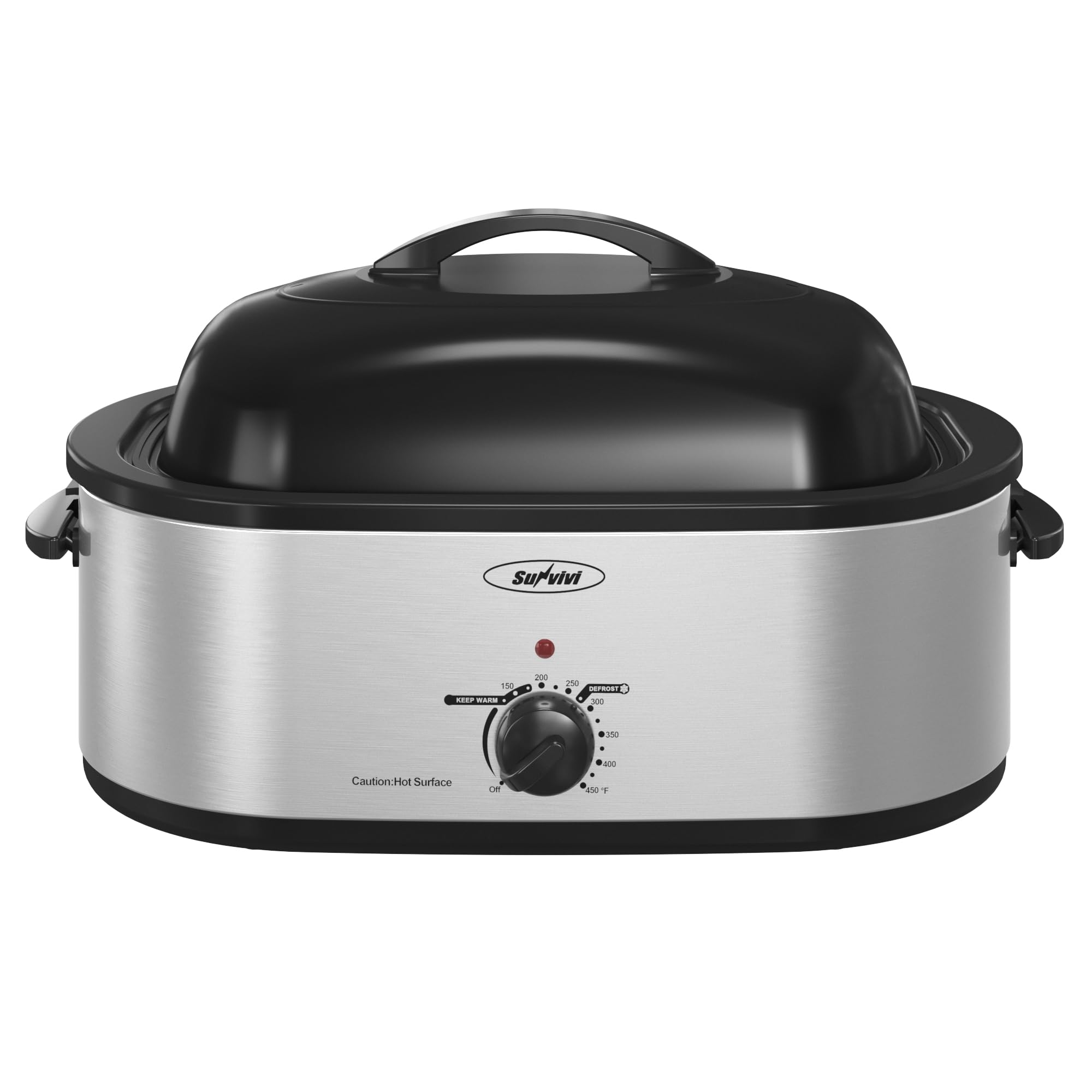 SUNVIVI roaster oven with self-basting lid for juicy roasting.