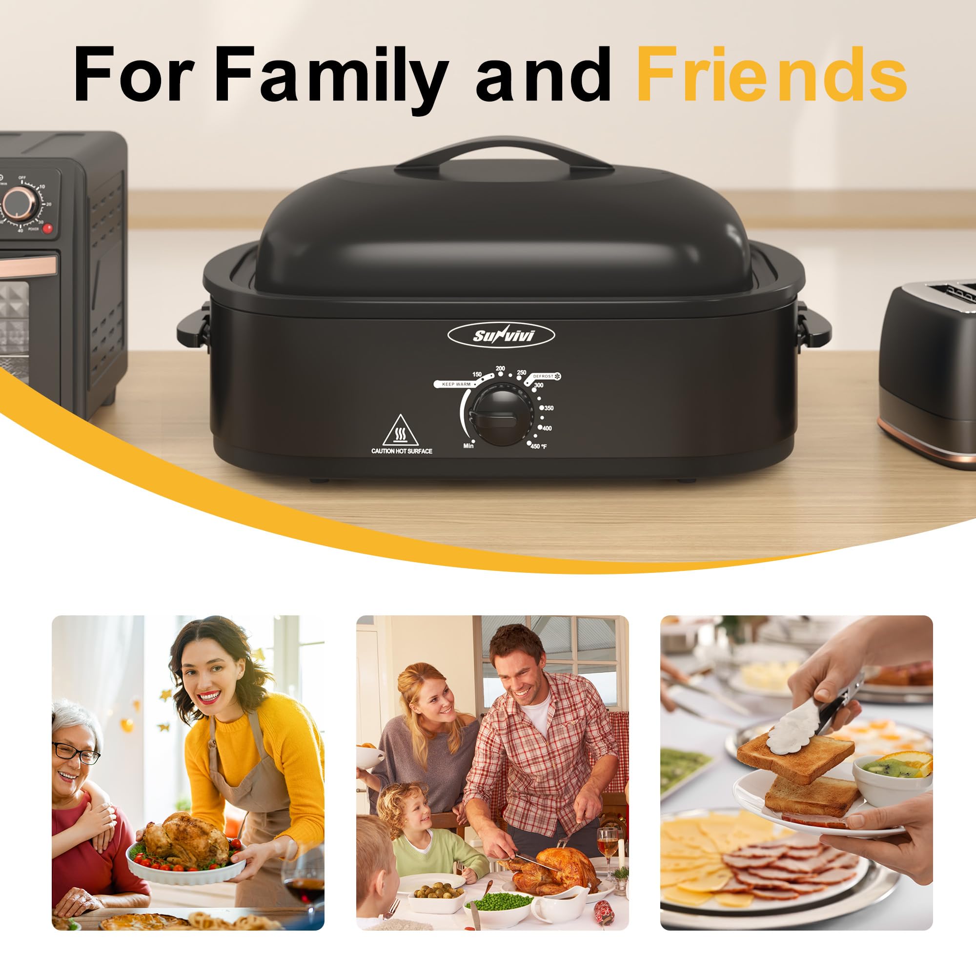 Interior view with pan removed highlights easy cleanup.