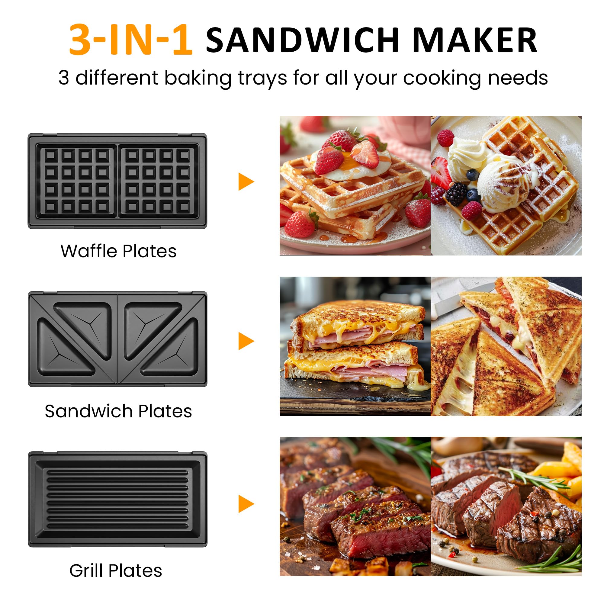 SUNVIVI sandwich maker closed with cool-touch handle for safe, mess-free cooking.