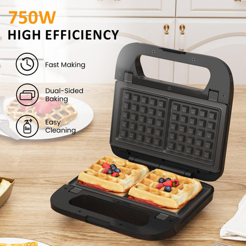 SUNVIVI waffle plate in action delivers fluffy, evenly browned waffles.