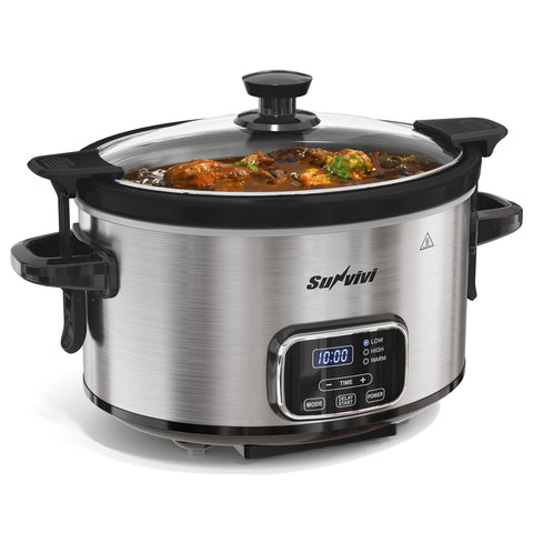 Sunvivi slow cooker portable design ideal for home, trips, or picnics.