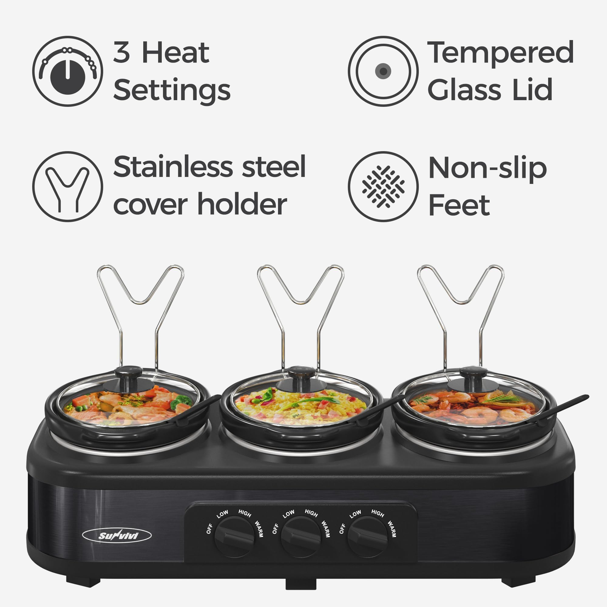 SUNVIVI stainless steel base supports stable, mess-free cooking and warming.
