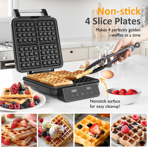 Sunvivi stainless steel waffle maker, quick heat-up for rapid weekend breakfasts.