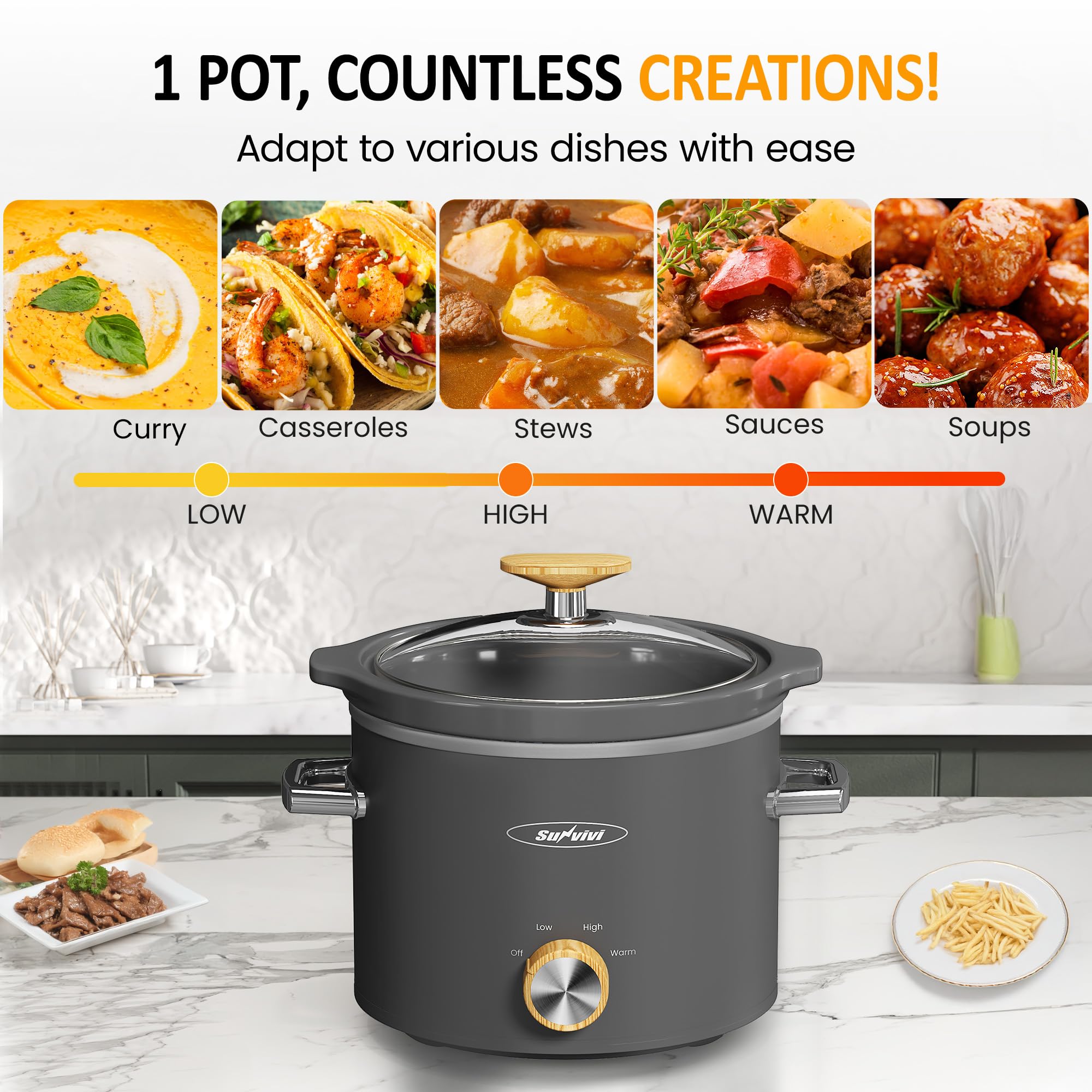 Sunvivi three heating settings for versatile meal prep