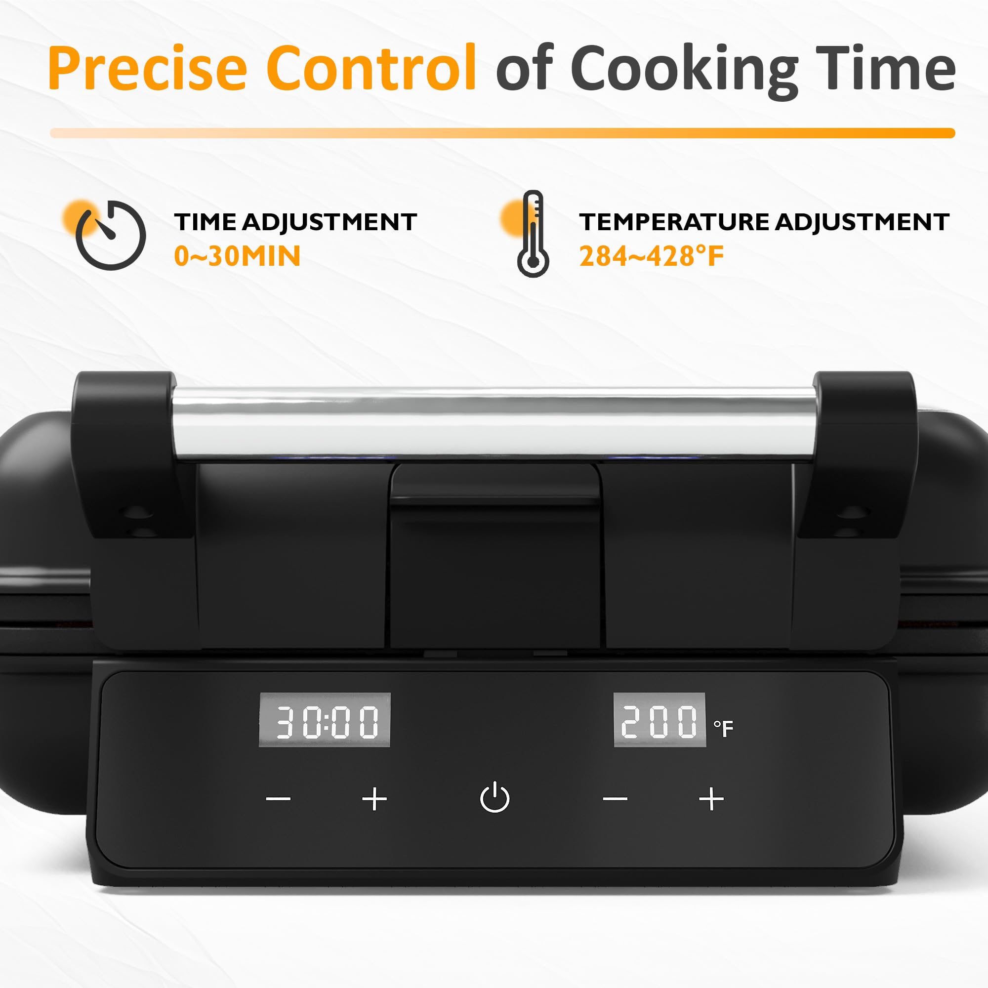 Sunvivi waffle maker with nonstick plates for easy release and quick cleanup.