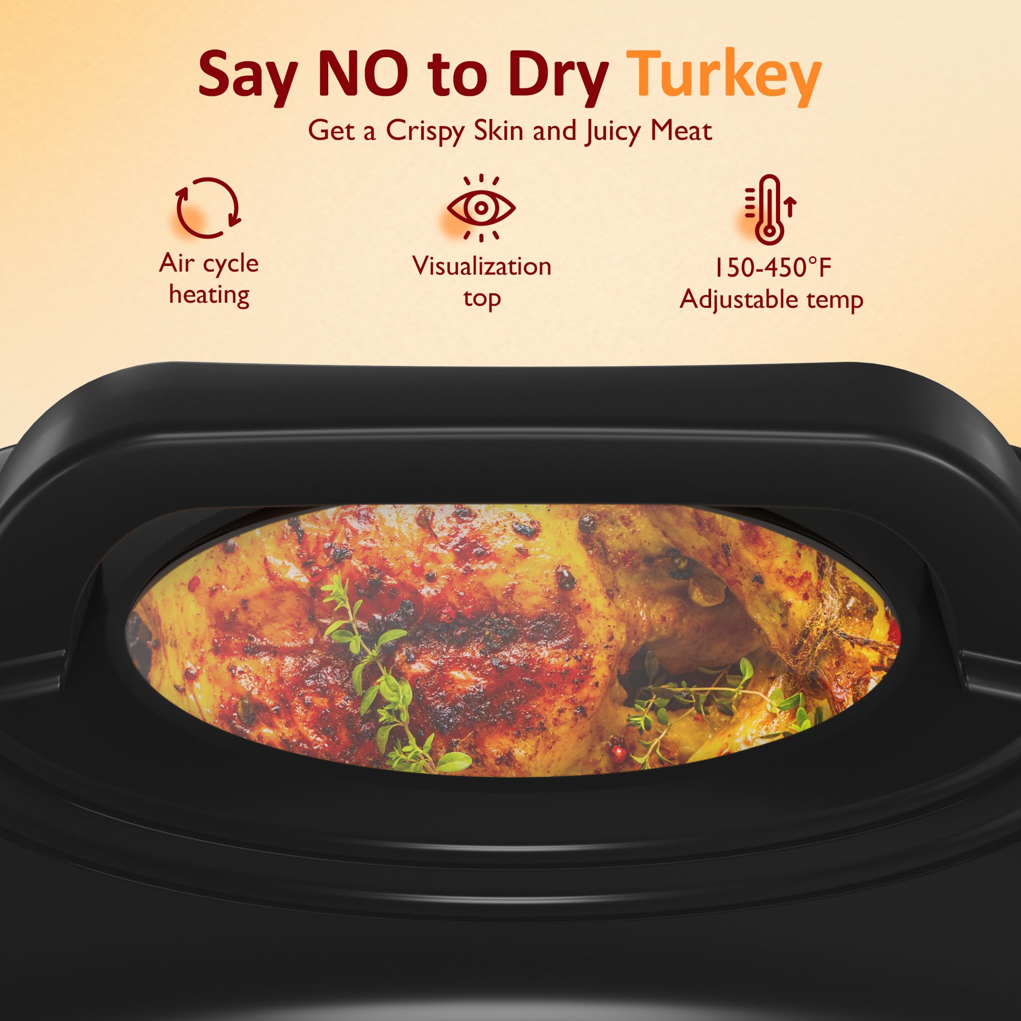 Sunvivi wide 150-450F temperature range for versatile cooking.