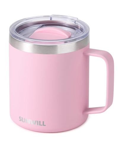 SUNWILL 14oz insulated mug front view with Sakura finish for on-the-go freshness