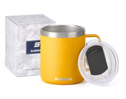 SunWill BPA-free lid with silicone gasket minimizes spills while sipping.