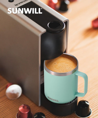SUNWILL camping-office-home scene featuring mug ready for travel.