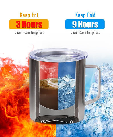 Ergonomic handle provides a comfortable grip on the mug