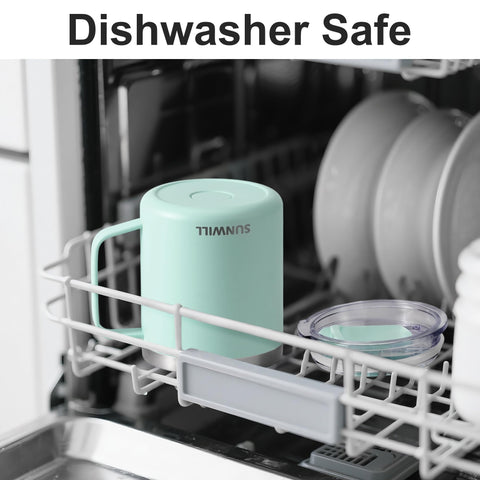 SUNWILL powder-coated finish close-up shows scratch resistance and color durability on mugs.