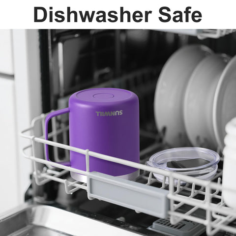 Sunwill powder-coated purple mug offers durable color and easy grip
