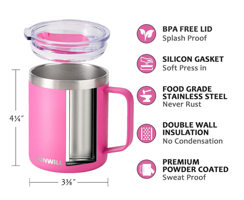 SUNWILL travel mugs 4-pack royal blue color with easy grip handle for travel.