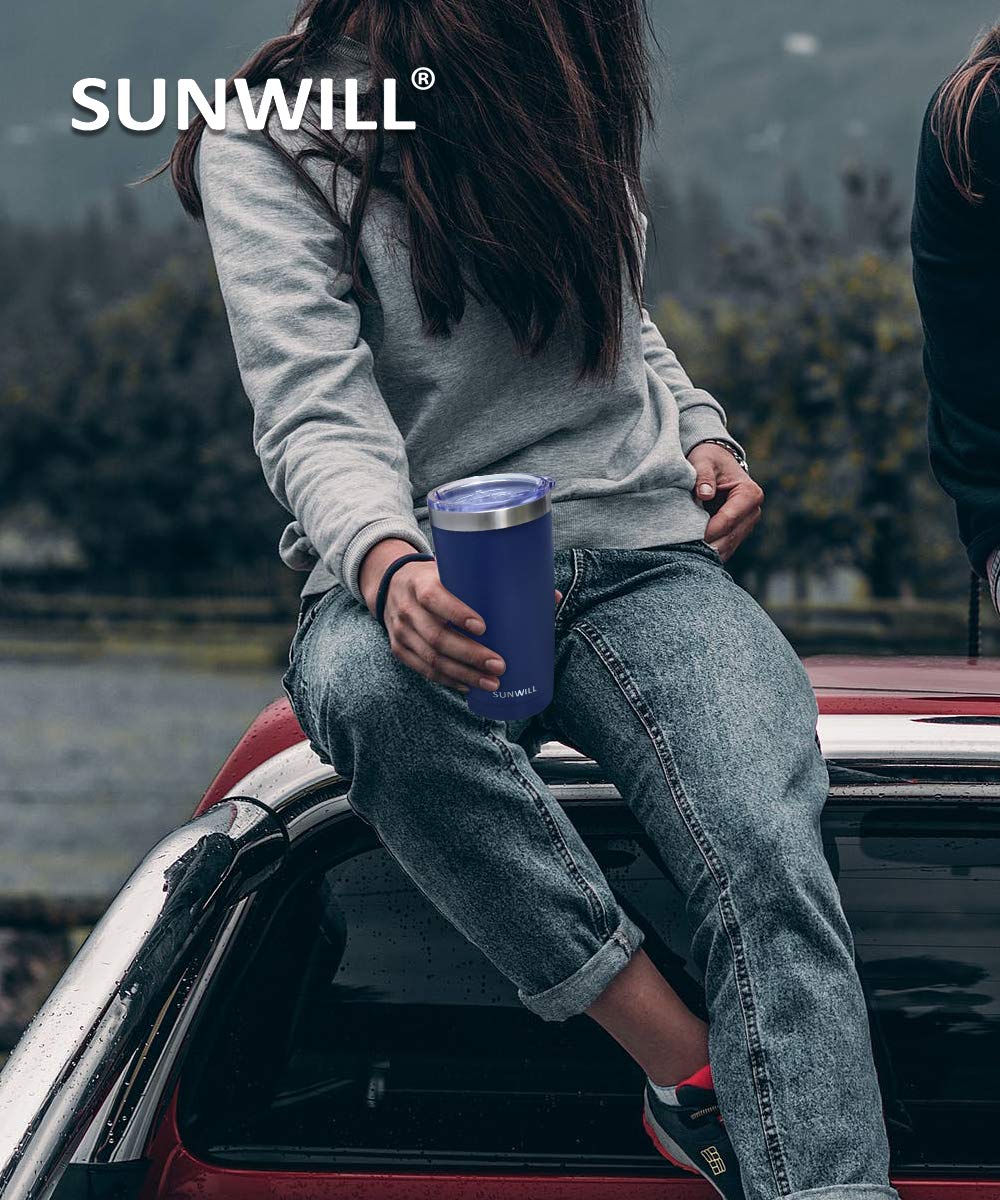 SUNWILL Travel Coffee Tumbler 20oz easy-to-clean design simplifies washing after use
