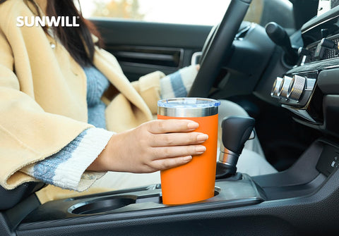 SUNWILL tumbler in car cup holder for commuting and travel