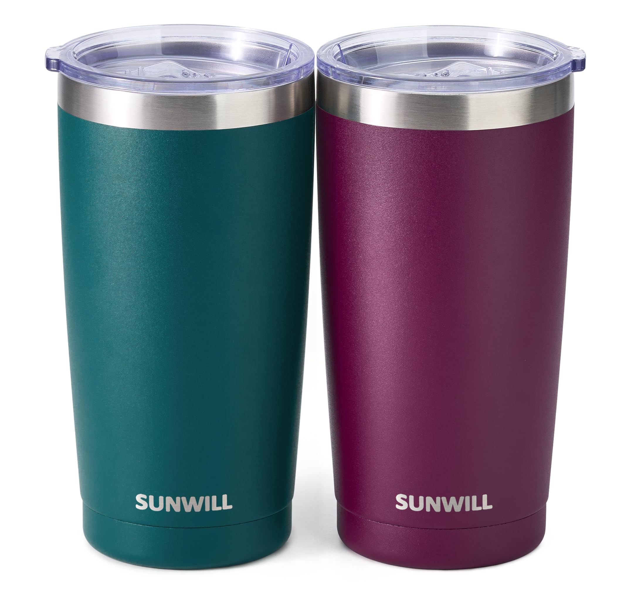 SUNWILL Travel Mug forest green 20 oz with double-wall insulation keeps drinks hot or cold.