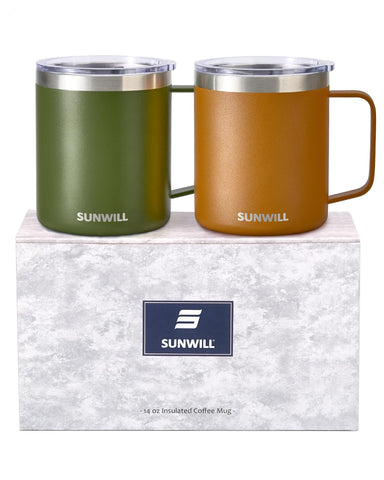 Sunwill travel mug olive color set for outdoor sipping and durable daily use.