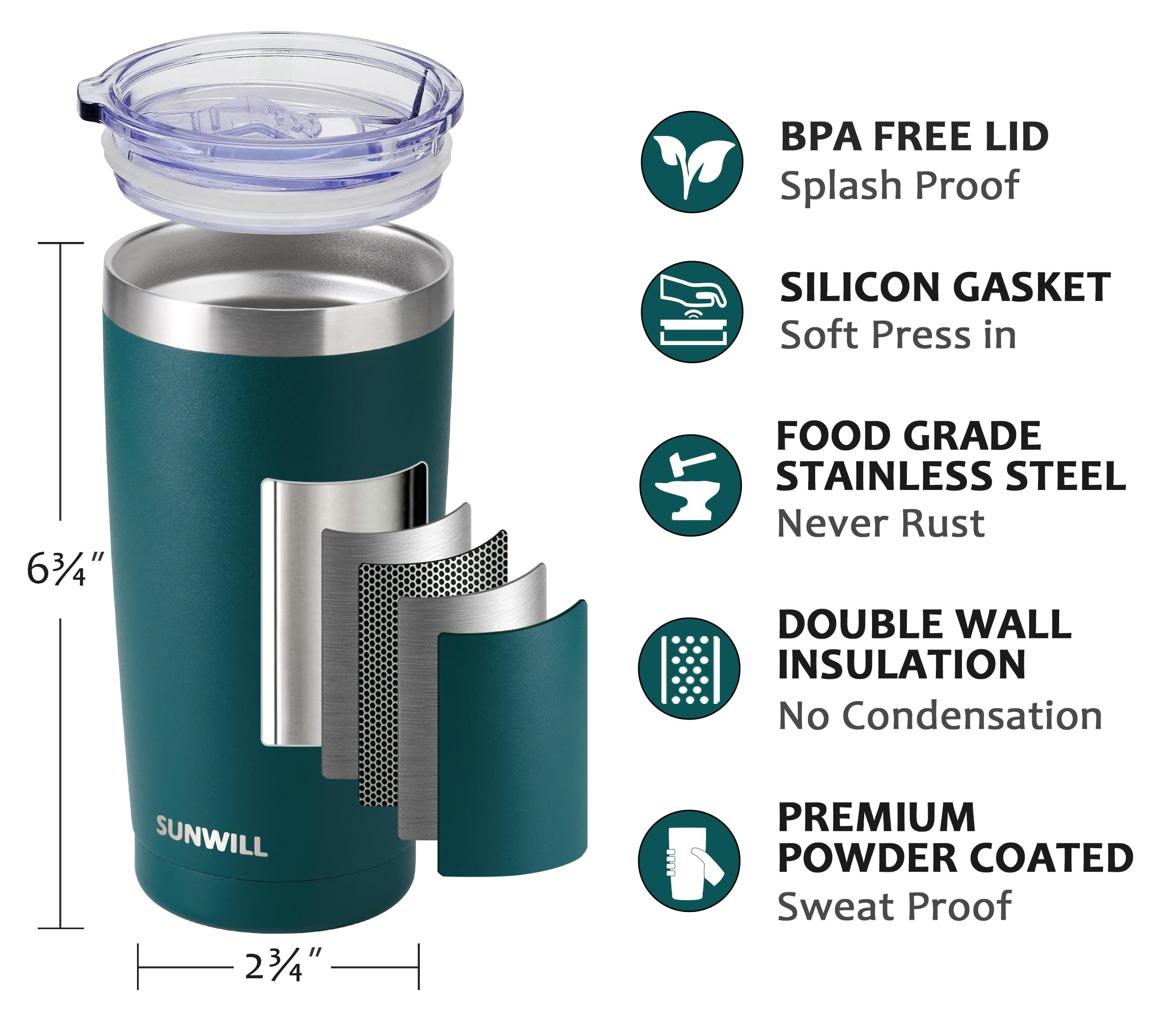 SUNWILL Travel Mug plum 20 oz shows vibrant color for on-the-go hydration.