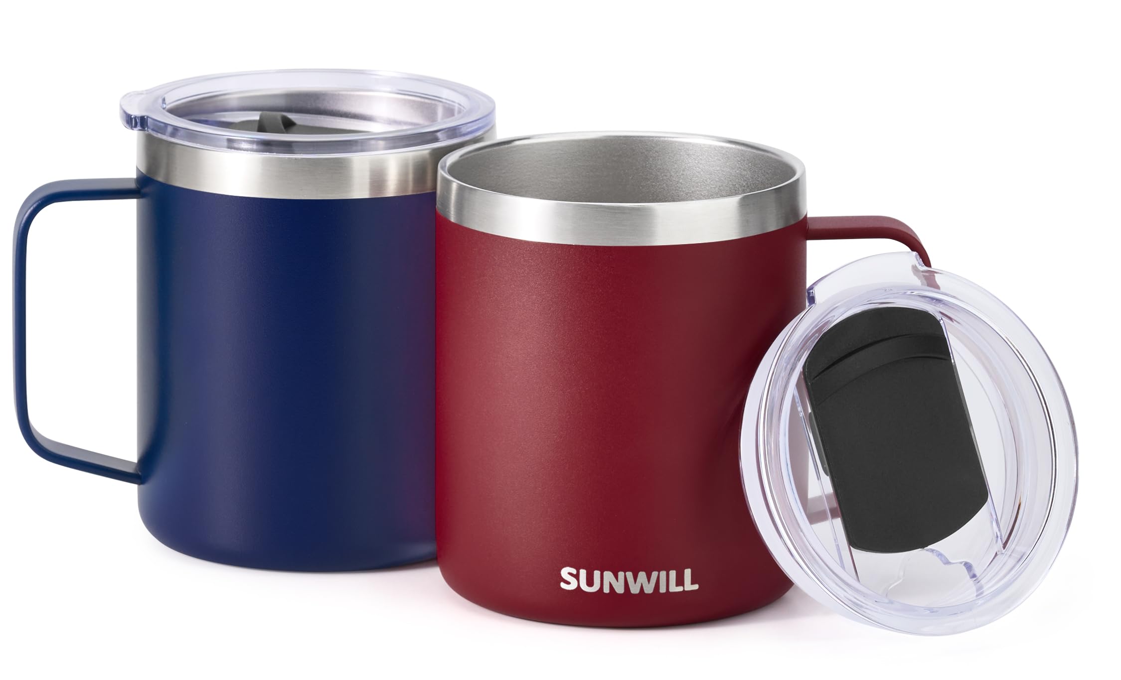 SUNWILL travel mug set in wine red for on-the-go beverages