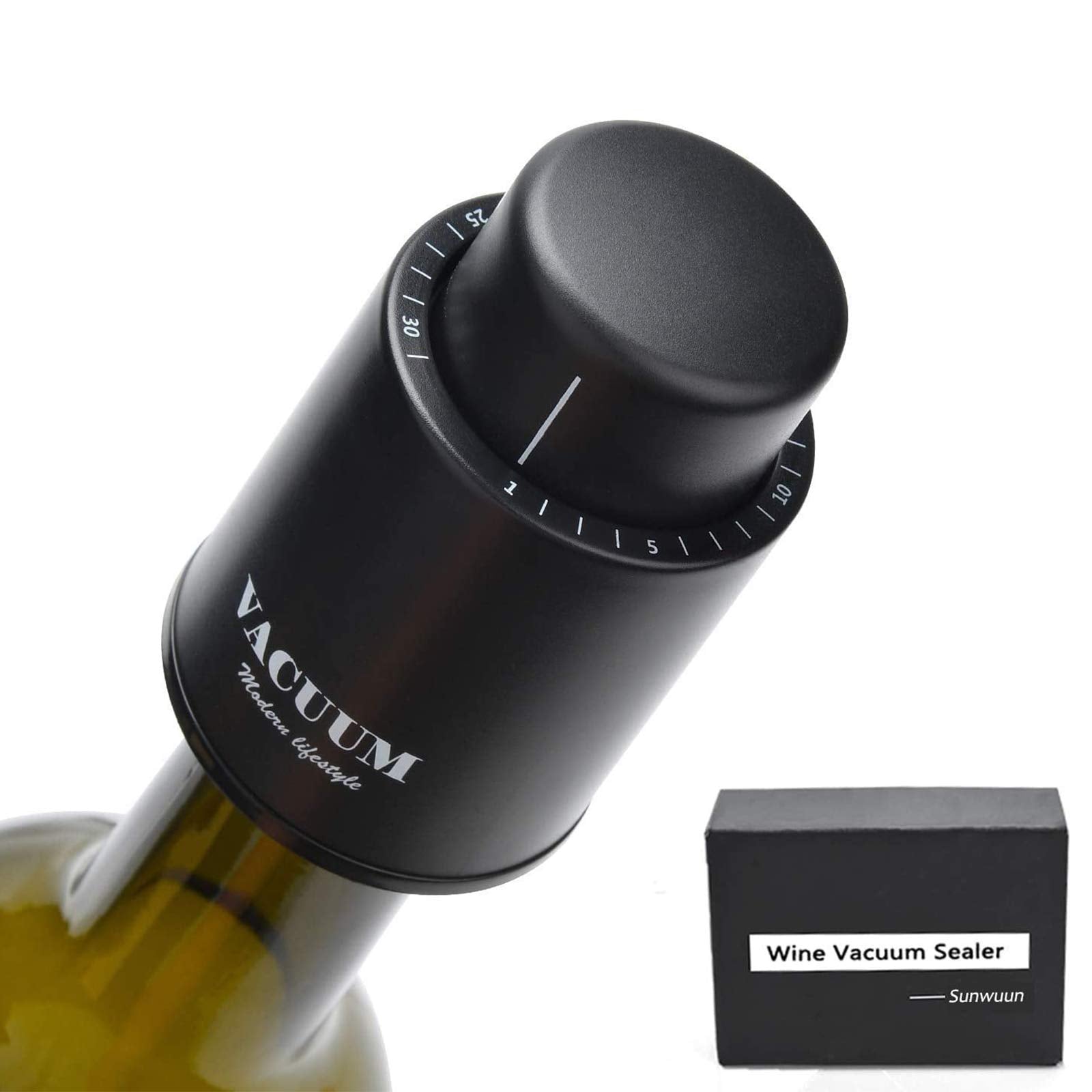 Sunwuun wine bottle stoppers duo pack for fresh-tasting wine after opening