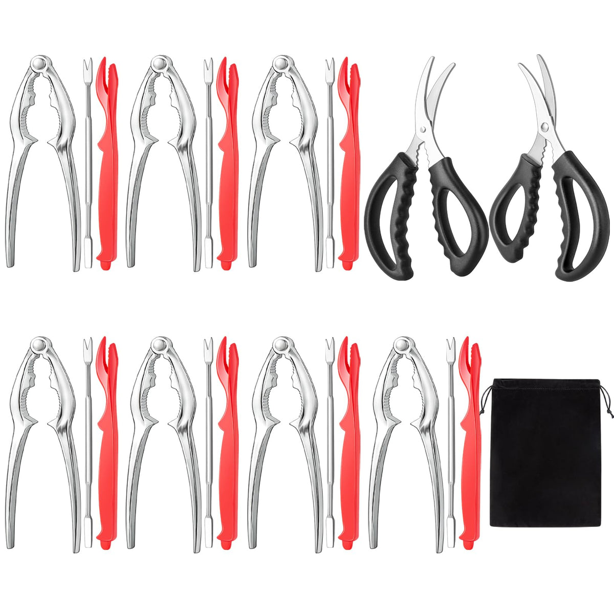 Suoundey seafood cracker tool set in use for easy shelling and serving