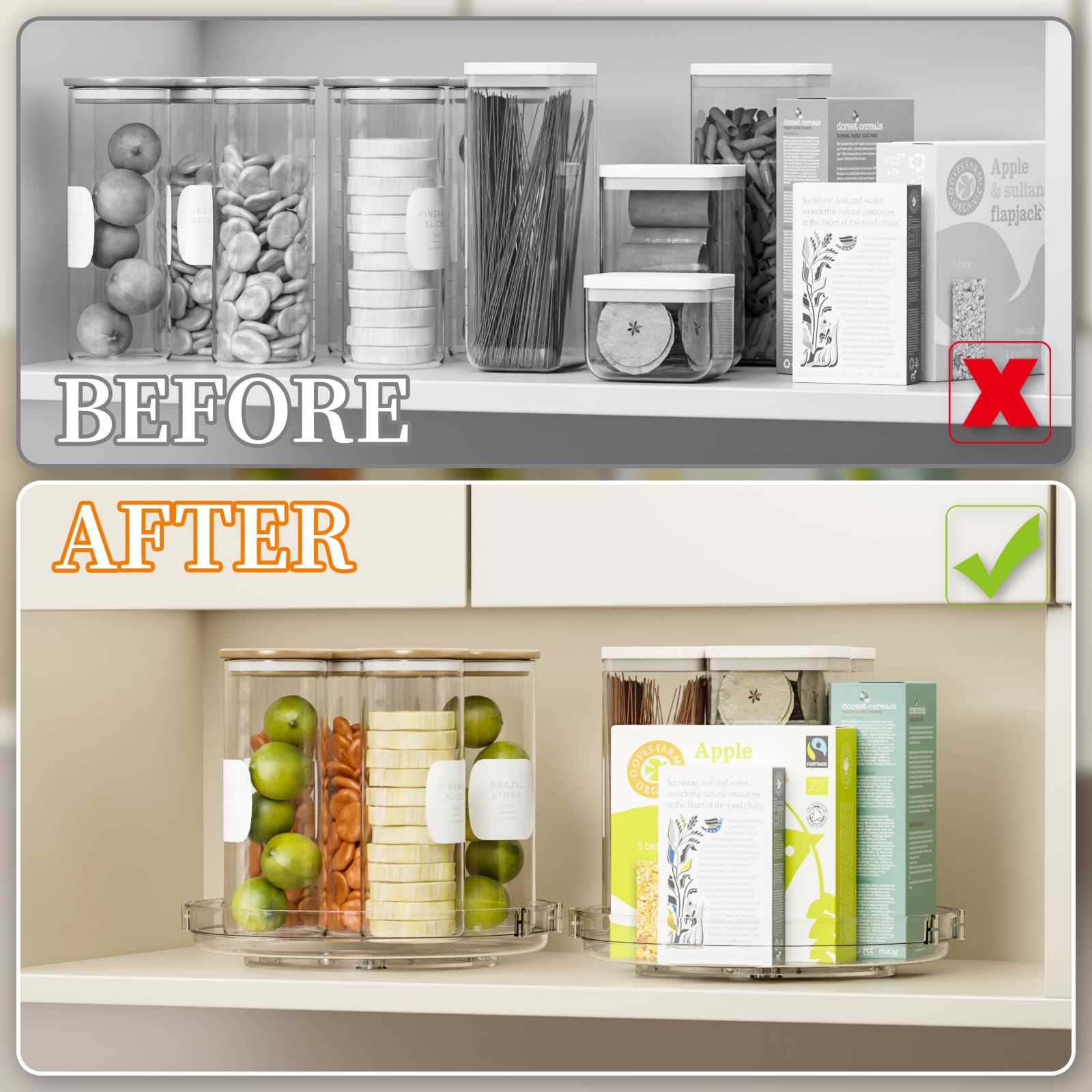SuoXing pantry organizer keeps beverages neat and reachable.