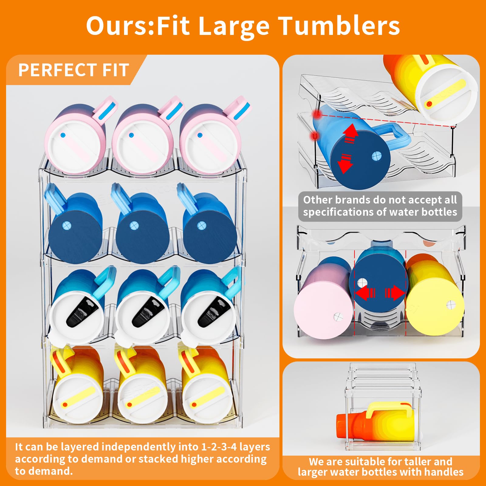 SuoXing clear cup and bottle storage for easy visibility and quick grab.