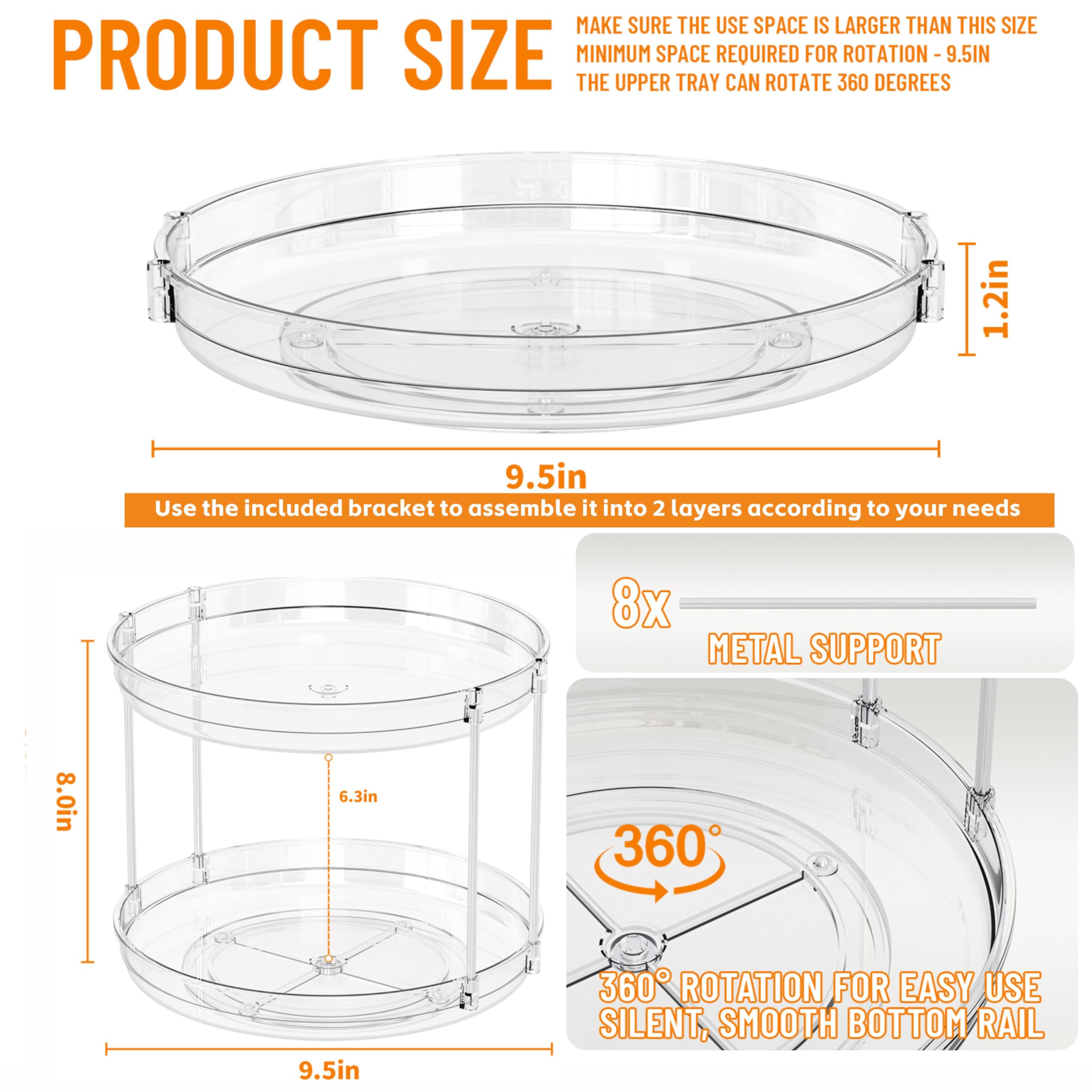 SuoXing clear lazy Susan on pantry shows maximal space efficiency.