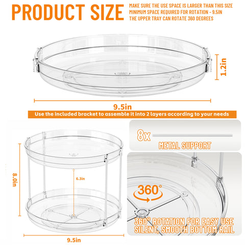 SuoXing clear lazy Susan on pantry shows maximal space efficiency.