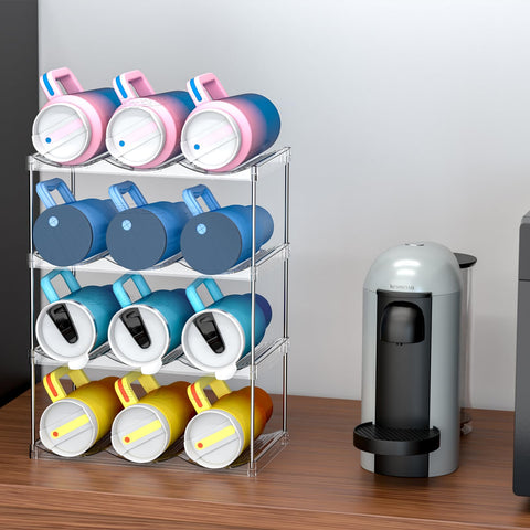 SuoXing kitchen pantry space-saving organizer for cups, bottles, and cans.