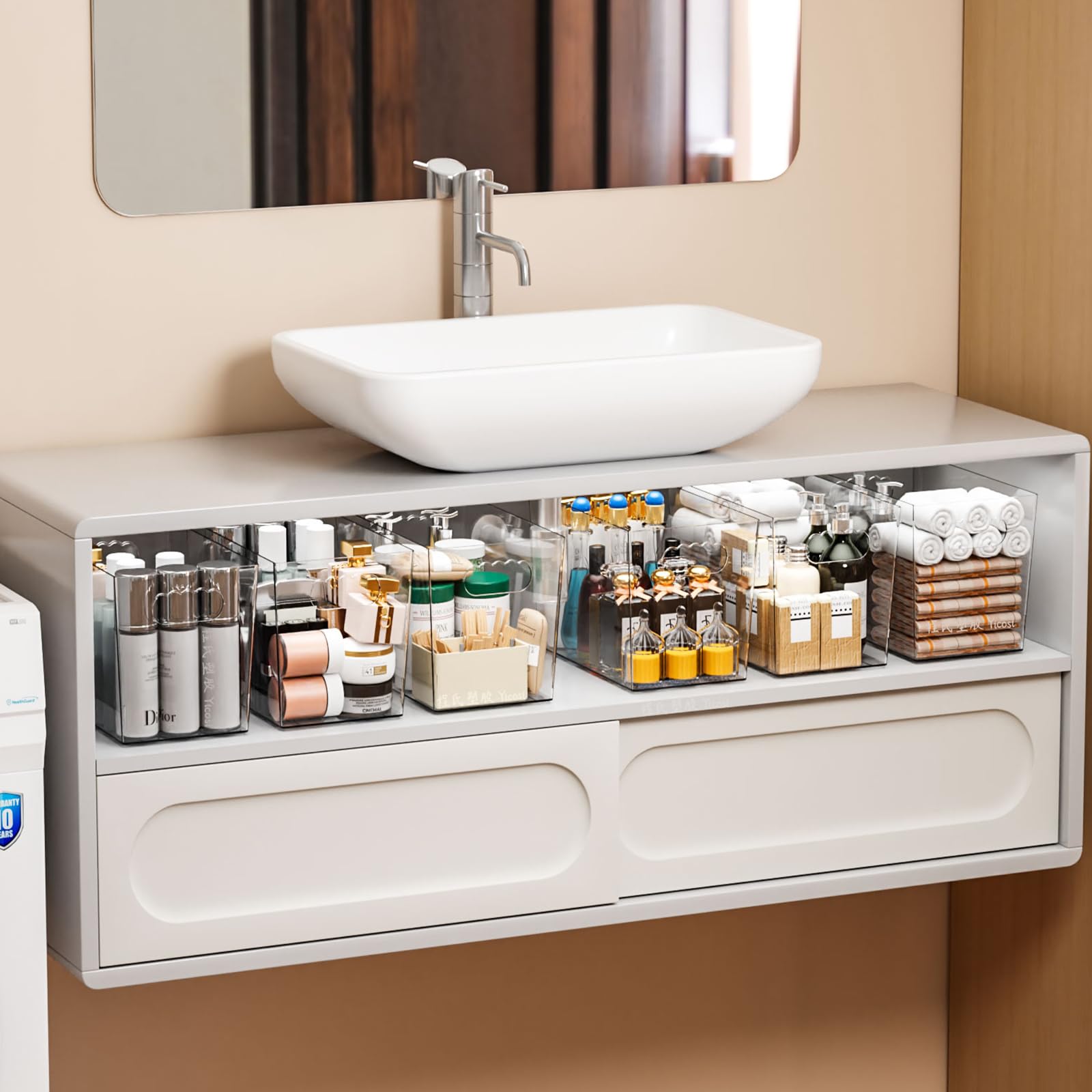 SuoXing stackable clear bins save space on shelves.