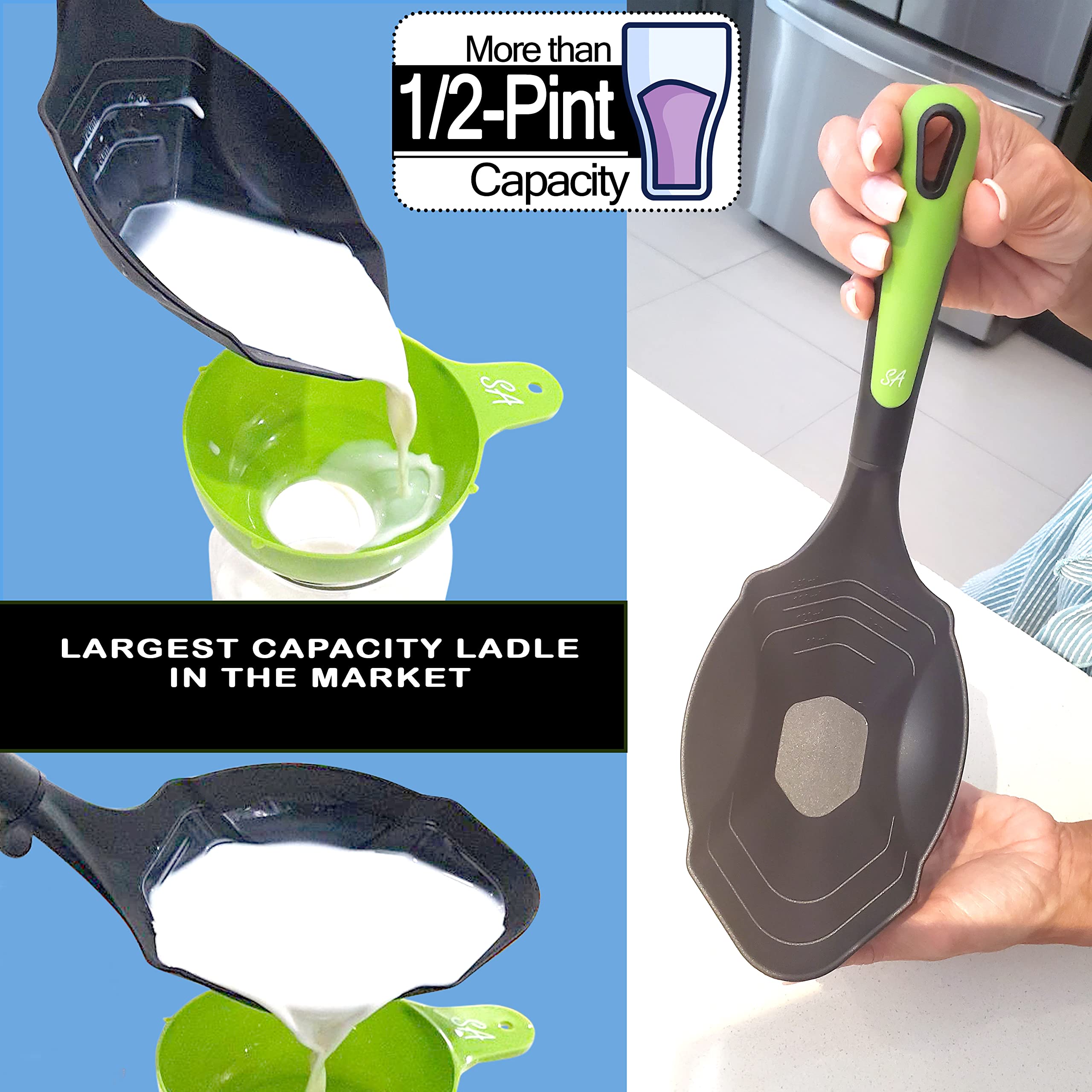 Supa Ant batch cooking ladle aids meal prep and portioning.