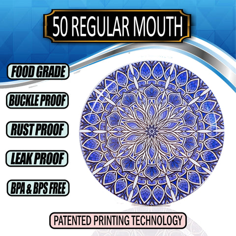 Supa Ant blue wall plate lid adds decorative touch to canning kits.