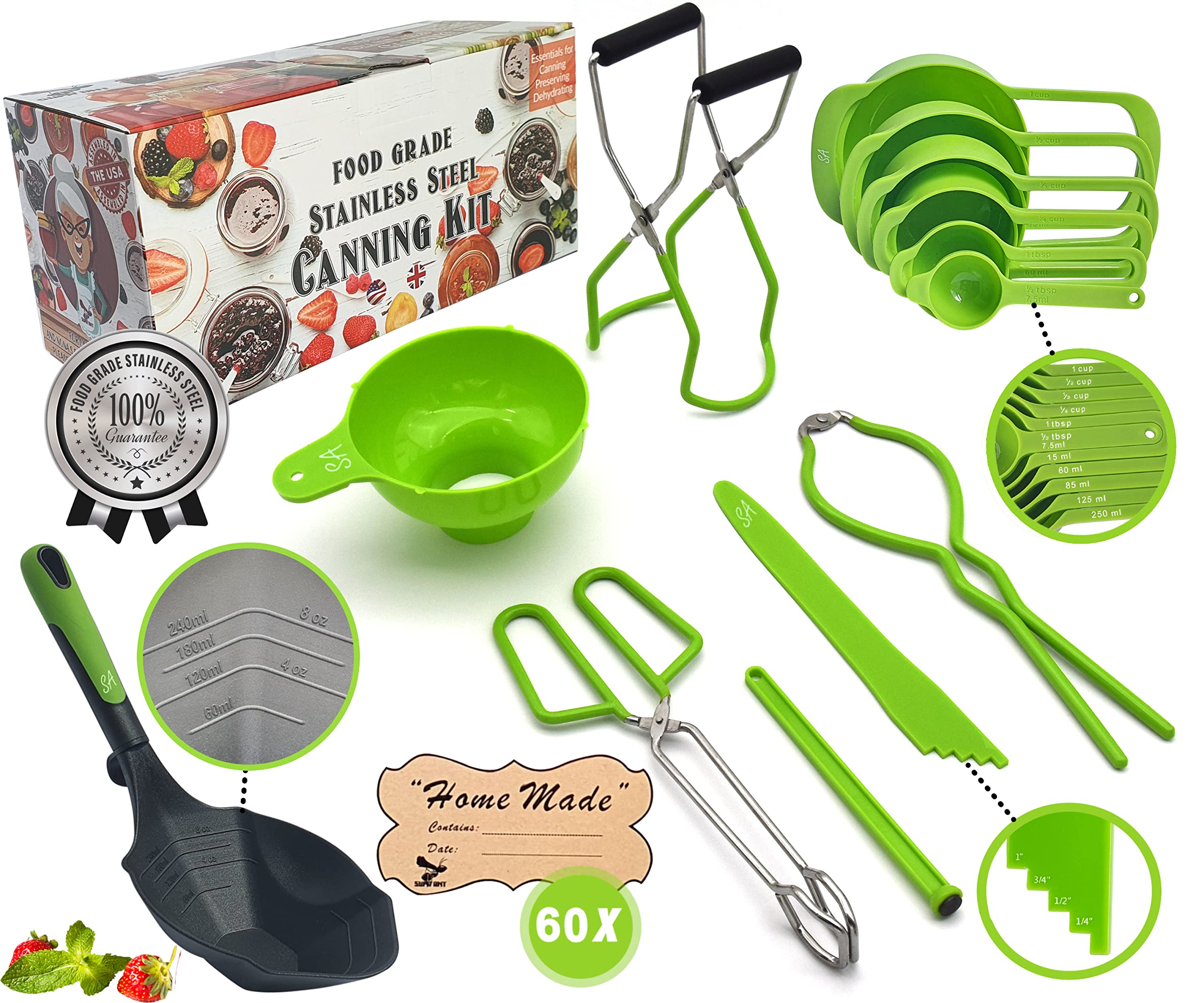 Supa Ant Canning Kit XL ladle provides precise, spill-free scooping.