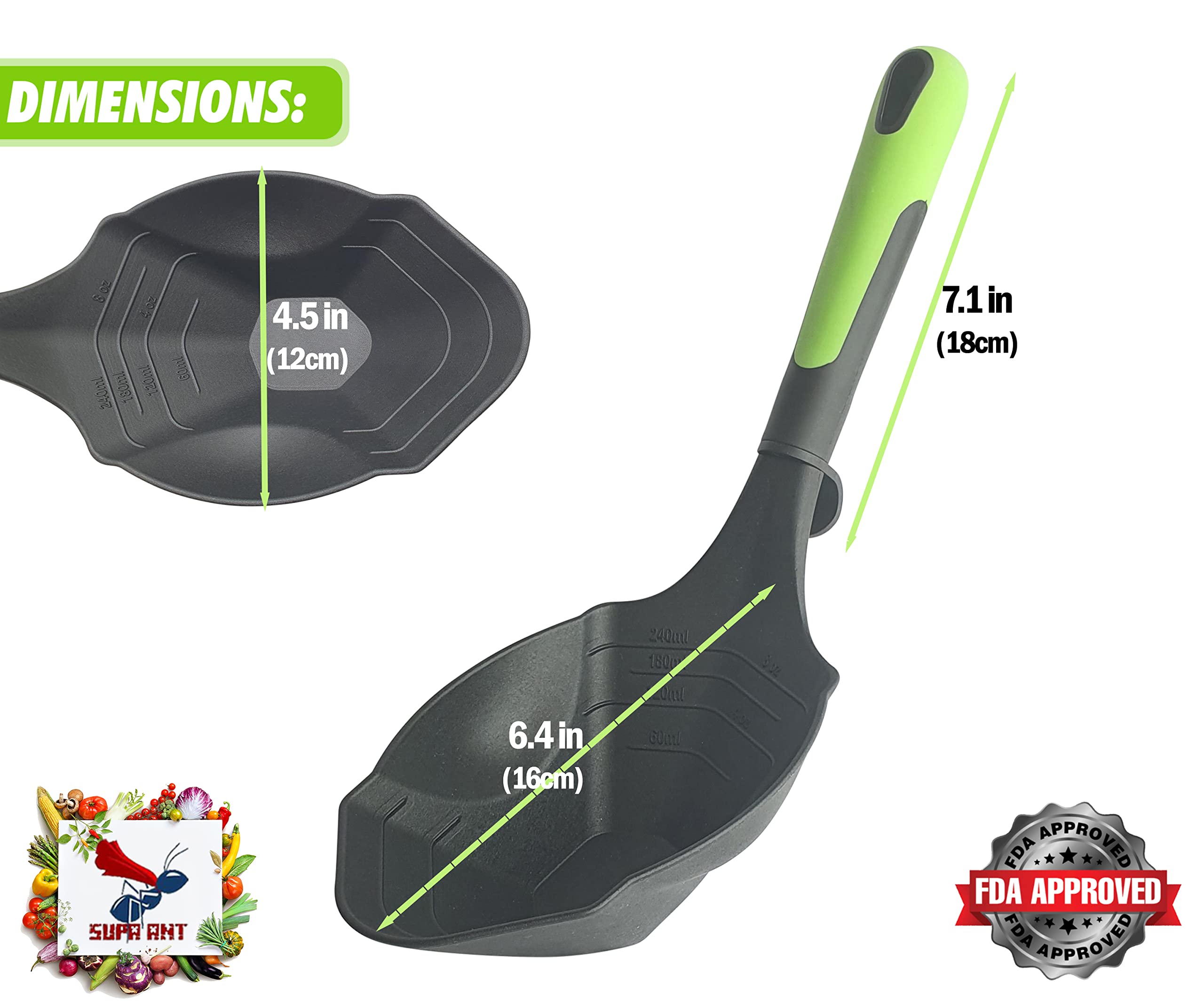 Supa Ant dishwasher-safe ladle for easy cleanup after meals.