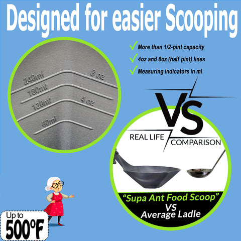 Supa Ant large 8 oz ladle designed for batch cooking and portions.