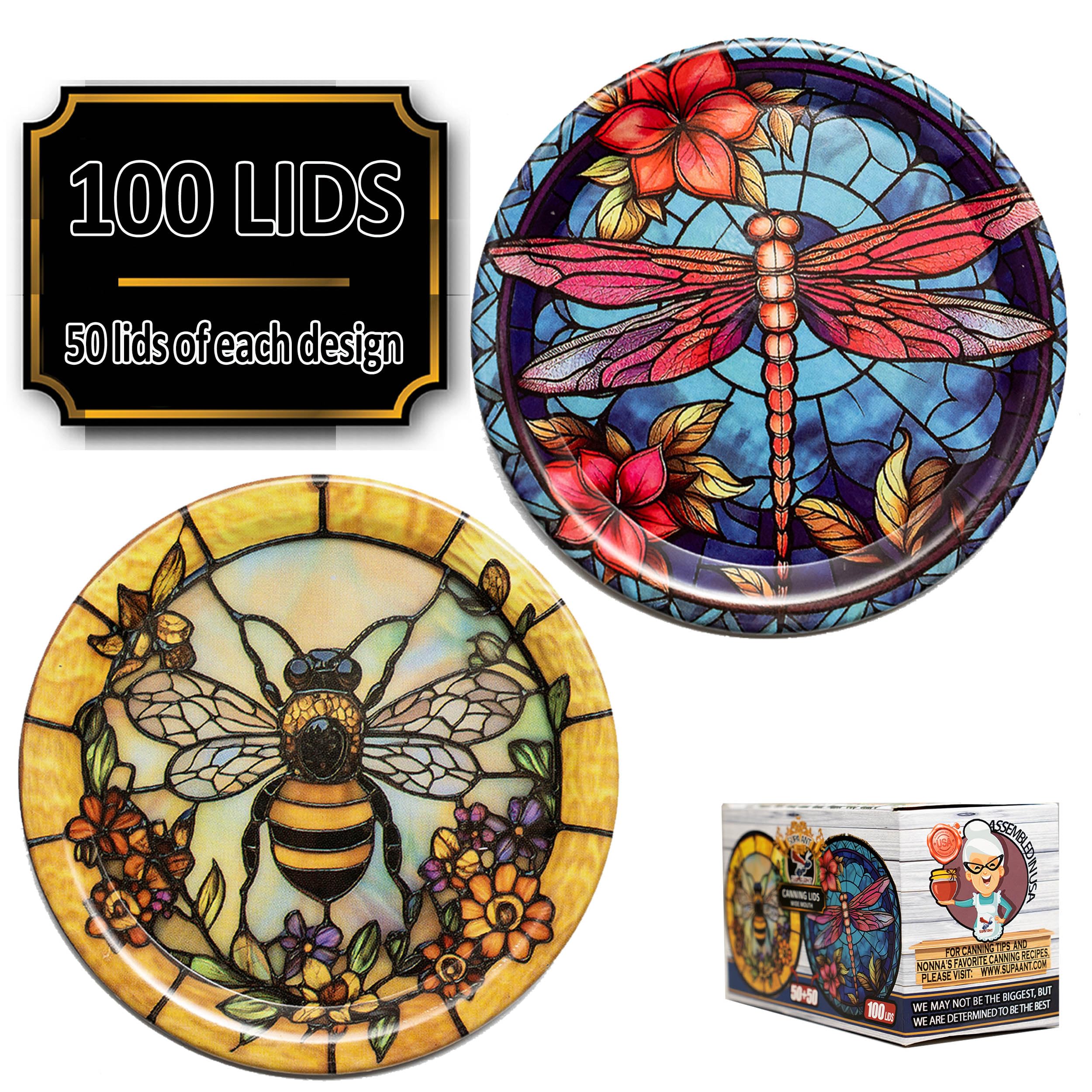 Supa Ant decorative design lids add stylish appeal to jars.